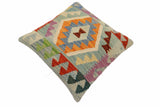 handmade Traditional Pillow Blue Rust Hand-Woven SQUARE 100% WOOL Hand woven turkish pillow2' x 2'