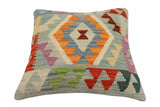 handmade Traditional Pillow Blue Rust Hand-Woven SQUARE 100% WOOL Hand woven turkish pillow2' x 2'