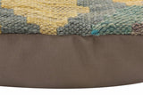 handmade Traditional Pillow Blue Red Hand-Woven SQUARE 100% WOOL Hand woven turkish pillow2' x 2'