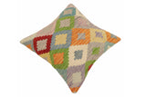 handmade Traditional Pillow Blue Red Hand-Woven SQUARE 100% WOOL Hand woven turkish pillow2' x 2'