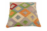 handmade Traditional Pillow Blue Red Hand-Woven SQUARE 100% WOOL Hand woven turkish pillow2' x 2'