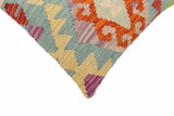 handmade Traditional Pillow Blue Rust Hand-Woven SQUARE 100% WOOL Hand woven turkish pillow2' x 2'