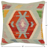 handmade Traditional Pillow Blue Rust Hand-Woven SQUARE 100% WOOL Hand woven turkish pillow2' x 2'