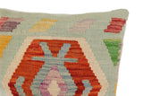 handmade Traditional Pillow Blue Rust Hand-Woven SQUARE 100% WOOL Hand woven turkish pillow2' x 2'