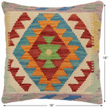 handmade Traditional Pillow Red Blue Hand-Woven SQUARE 100% WOOL Hand woven turkish pillow2' x 2'