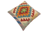 handmade Traditional Pillow Red Blue Hand-Woven SQUARE 100% WOOL Hand woven turkish pillow2' x 2'