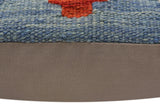 handmade Traditional Pillow Blue Rust Hand-Woven SQUARE 100% WOOL Hand woven turkish pillow2' x 2'