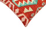 handmade Traditional Pillow Rust Blue Hand-Woven SQUARE 100% WOOL Hand woven turkish pillow2' x 2'