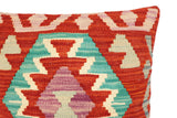 handmade Traditional Pillow Rust Blue Hand-Woven SQUARE 100% WOOL Hand woven turkish pillow2' x 2'