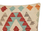 handmade Traditional Pillow Beige Red Hand-Woven SQUARE 100% WOOL Hand woven turkish pillow2' x 2'