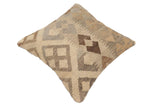 handmade Traditional Pillow Beige Gray Hand-Woven SQUARE 100% WOOL Hand woven turkish pillow2' x 2'