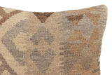 handmade Traditional Pillow Beige Gray Hand-Woven SQUARE 100% WOOL Hand woven turkish pillow2' x 2'