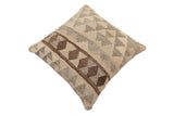 handmade Traditional Pillow Beige Gray Hand-Woven SQUARE 100% WOOL Hand woven turkish pillow2' x 2'