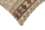 handmade Traditional Pillow Beige Gray Hand-Woven SQUARE 100% WOOL Hand woven turkish pillow2' x 2'