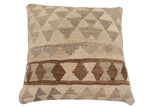 handmade Traditional Pillow Beige Gray Hand-Woven SQUARE 100% WOOL Hand woven turkish pillow2' x 2'