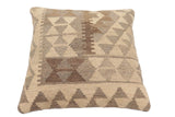 handmade Traditional Pillow Beige Gray Hand-Woven SQUARE 100% WOOL Hand woven turkish pillow2' x 2'