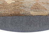 handmade Traditional Pillow Beige Gray Hand-Woven SQUARE 100% WOOL Hand woven turkish pillow2' x 2'