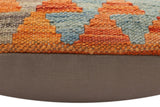 handmade Traditional Pillow Rust Blue Hand-Woven SQUARE 100% WOOL Hand woven turkish pillow2' x 2'