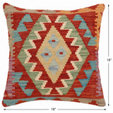 handmade Traditional Pillow Rust Blue Hand-Woven SQUARE 100% WOOL Hand woven turkish pillow2' x 2'