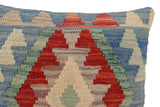handmade Traditional Pillow Blue Red Hand-Woven SQUARE 100% WOOL Hand woven turkish pillow2' x 2'