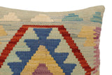 handmade Traditional Pillow Blue Rust Hand-Woven SQUARE 100% WOOL Hand woven turkish pillow2' x 2'