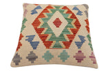 handmade Traditional Pillow Beige Rust Hand-Woven SQUARE 100% WOOL Hand woven turkish pillow2' x 2'