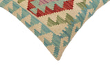 handmade Traditional Pillow Beige Blue Hand-Woven SQUARE 100% WOOL Hand woven turkish pillow2' x 2'