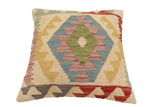 handmade Traditional Pillow Beige Red Hand-Woven SQUARE 100% WOOL Hand woven turkish pillow2' x 2'