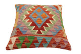 handmade Traditional Pillow Rust Blue Hand-Woven SQUARE 100% WOOL Hand woven turkish pillow2' x 2'
