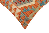 handmade Traditional Pillow Rust Blue Hand-Woven SQUARE 100% WOOL Hand woven turkish pillow2' x 2'