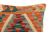 handmade Traditional Pillow Rust Blue Hand-Woven SQUARE 100% WOOL Hand woven turkish pillow2' x 2'