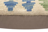 handmade Traditional Pillow Beige Blue Hand-Woven SQUARE 100% WOOL Hand woven turkish pillow2' x 2'