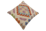 handmade Traditional Pillow Beige Rust Hand-Woven SQUARE 100% WOOL Hand woven turkish pillow2' x 2'