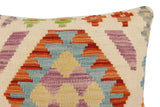 handmade Traditional Pillow Beige Rust Hand-Woven SQUARE 100% WOOL Hand woven turkish pillow2' x 2'