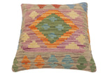 handmade Traditional Pillow Gray Red Hand-Woven SQUARE 100% WOOL Hand woven turkish pillow2' x 2'