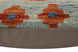 handmade Traditional Pillow Blue Rust Hand-Woven SQUARE 100% WOOL Hand woven turkish pillow2' x 2'