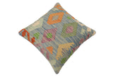 handmade Traditional Pillow Blue Rust Hand-Woven SQUARE 100% WOOL Hand woven turkish pillow2' x 2'