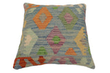 handmade Traditional Pillow Blue Rust Hand-Woven SQUARE 100% WOOL Hand woven turkish pillow2' x 2'