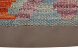 handmade Traditional Pillow Blue Rust Hand-Woven SQUARE 100% WOOL Hand woven turkish pillow2' x 2'