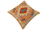 handmade Traditional Pillow Rust Blue Hand-Woven SQUARE 100% WOOL Hand woven turkish pillow2' x 2'
