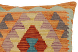 handmade Traditional Pillow Rust Blue Hand-Woven SQUARE 100% WOOL Hand woven turkish pillow2' x 2'
