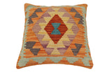 handmade Traditional Pillow Rust Blue Hand-Woven SQUARE 100% WOOL Hand woven turkish pillow2' x 2'