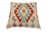 handmade Traditional Pillow Beige Rust Hand-Woven SQUARE 100% WOOL Hand woven turkish pillow2' x 2'
