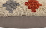 handmade Traditional Pillow Beige Rust Hand-Woven SQUARE 100% WOOL Hand woven turkish pillow2' x 2'