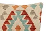handmade Traditional Pillow Beige Rust Hand-Woven SQUARE 100% WOOL Hand woven turkish pillow2' x 2'