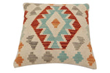 handmade Traditional Pillow Beige Rust Hand-Woven SQUARE 100% WOOL Hand woven turkish pillow2' x 2'