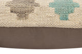 handmade Traditional Pillow Beige Rust Hand-Woven SQUARE 100% WOOL Hand woven turkish pillow2' x 2'