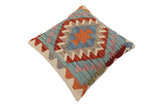handmade Traditional Pillow Rust Blue Hand-Woven SQUARE 100% WOOL Hand woven turkish pillow2' x 2'