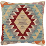 handmade Traditional Pillow Red Blue Hand-Woven SQUARE 100% WOOL Hand woven turkish pillow2' x 2'