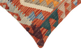 handmade Traditional Pillow Rust Blue Hand-Woven SQUARE 100% WOOL Hand woven turkish pillow2' x 2'